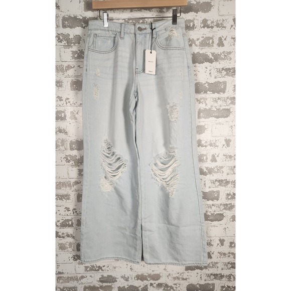 Forever 21 90s Fit Jeans Womens‎ Size 26 Distressed Wide Leg Light Wash Denim - Picture 1 of 16